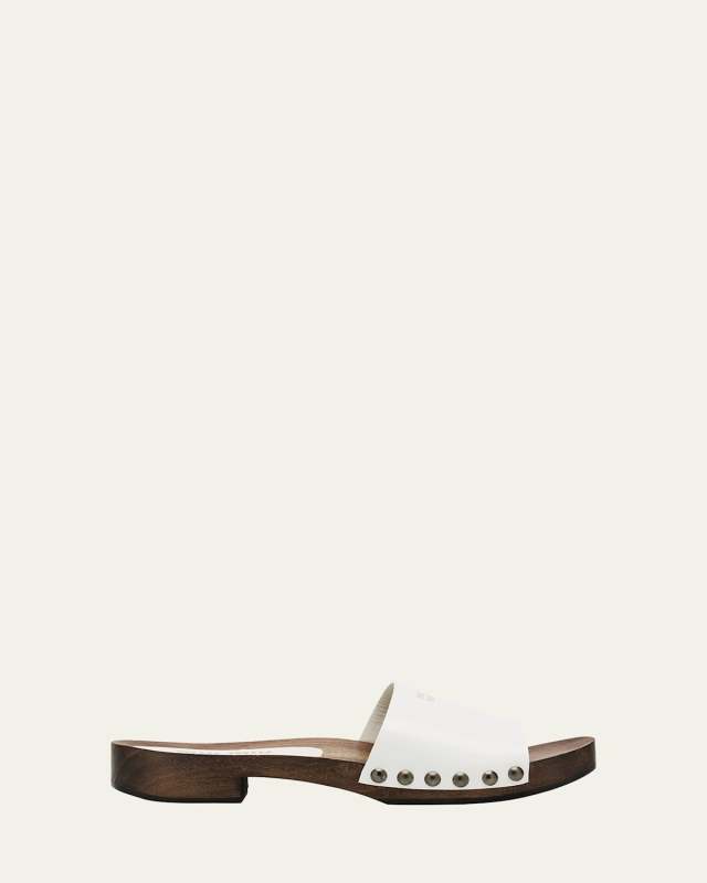 Leather Logo Slide Clogs
